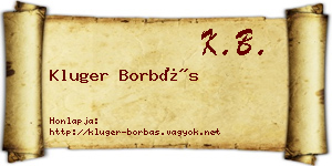 Kluger Borbás névjegykártya